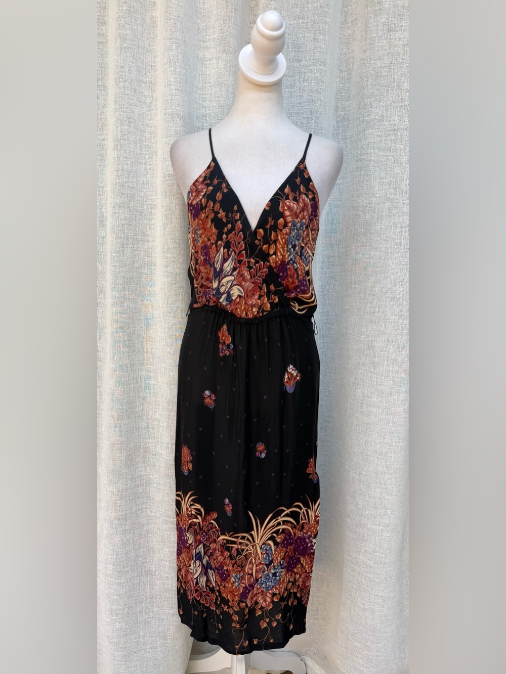 Vintage Y2K Togo black paisley thin strap summer dress